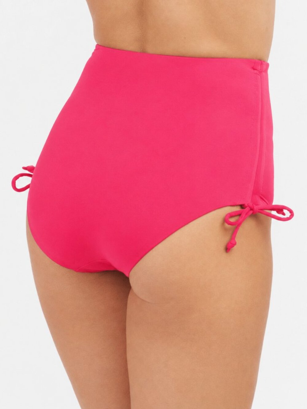 SPANX NEW Swim High Rise Brief Bikini Bottom Pink Hibiscus Large Cinch Sides